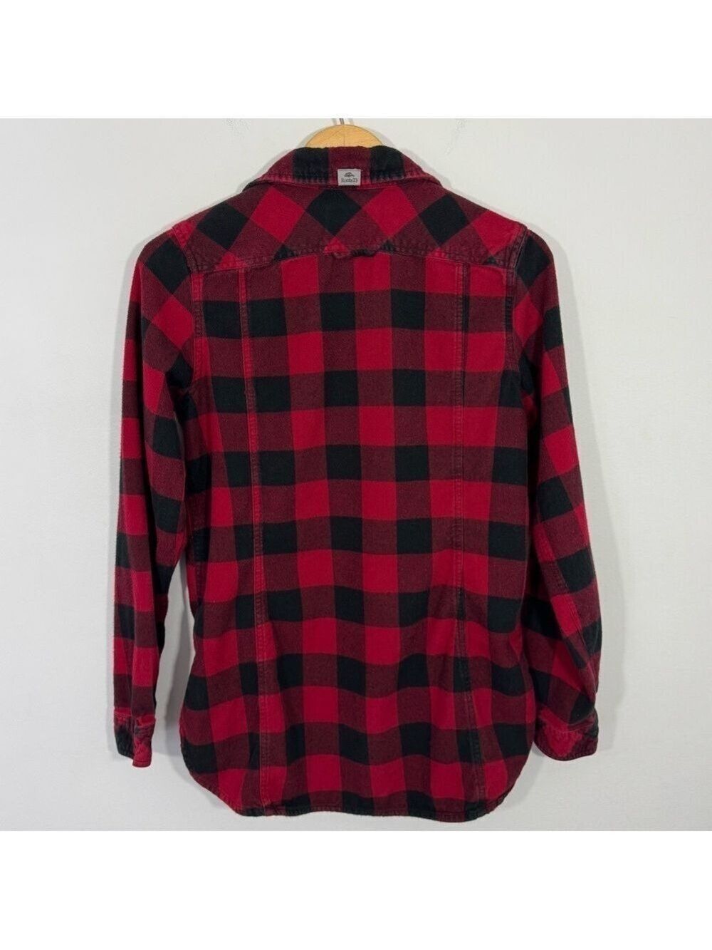 Roots Buffalo Plaid Flannel Shirt Womens S Black Red Check Long Sleeve Button Up - Picture 7 of 11